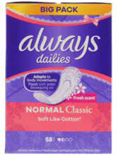 Always Dailies Normal Classic Fresh Scent 58 stk.