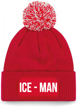 Ice-man muts met pompon - unisex - one size - rood - apres-ski muts