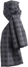 Zachte wol-blend sjaal in donkergrijs met ornament print