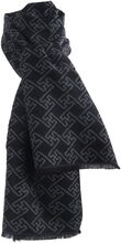 Zachte wol-blend sjaal met ornament print in grijs