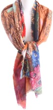 Wollen schilderij-sjaal met afbeelding van &apos;&apos;Woman with Flowers&apos;&apos; Gustav Klimt