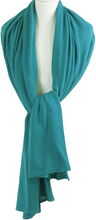 Kasjmier-blend sjaal/omslagdoek in de kleur turquoise