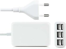 Multi 6 ports USB oplader inkl. stikkontakt til smartphones/tablets