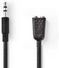 Stereo Audio kabel | 3.5 mm Hanstik | 2 x 3.5 mm Hunstik | Nikkelplateret | 0.20 m | Runde | Sort |