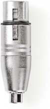 XLR adapter | XLR 3-Pin Hun | RCA Hunstik | Nikkelplateret | Lige | Metal | Sølv | 10 stk. | Plastik