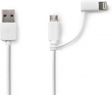 2 i 1 kabel | USB 2.0 | USB-A han | Apple Lightning 8-pin / USB Micro-B han | 480 Mbps | 1.00 m | Ni