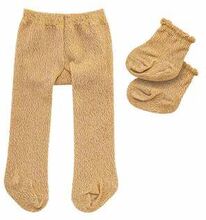 Dukkestrømpebukser med sokker - guld, 35-45 cm