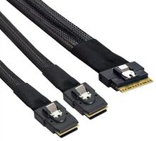 SF-029-0.5M 0.5m PCI-E Ultraport Slimline SAS Slim 4.0 SFF-8654 8i 74pin til Dual SFF-8087 Mini SAS-
