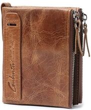 Retro Style Top-layer Cowhide Leather Crazy Horse Grain Card Slots Coin Purse Zipper Wallet