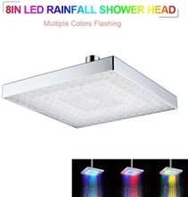 LED regnbruserhoved Firkantet Head automatisk RGB farveskiftende temperatursensor Head til badeværel