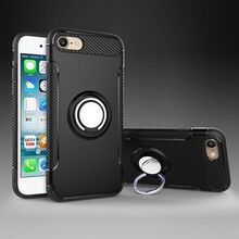 2-in-1 Magnetic Ring TPU PC Hybrid Phone Case with Kickstand for iPhone SE (2020)/SE (2022)/8/7