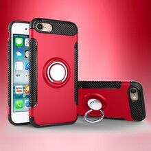 2-in-1 Magnetic Ring TPU PC Hybrid Mobile Casing with Kickstand for iPhone SE (2020)/SE (2022)/8/7