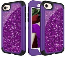 Glitter Powder Shockproof TPU PC Combo Protective Cover Case for iPhone 8/7/SE (2022)/SE (2020)
