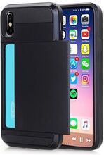 PC + TPU Hybrid Case med skjult kortholder til iPhone X - Sort