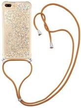Fall Protection Quicksand Flowing Glitter TPU Protective Phone Cover Shell with Adjustable Lanyard f