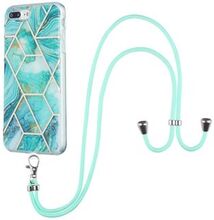 2.0mm TPU Phone Cover Anti-Drop Electroplating IMD Marble Splicing Pattern with Lanyard for iPhone 7