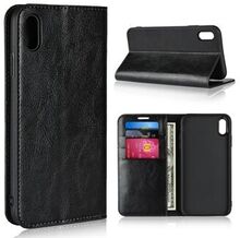 For iPhone XS Max Crazy Horse Genuine Leather Wallet Case with Stand