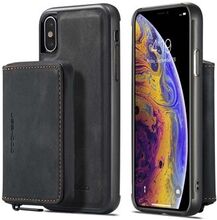 JEEHOOD For iPhone XS Max Detachable Zipper Wallet Magnetic Absorption Cover Anti-drop Anti-scratch