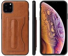 FIERRE SHANN Leather Card Slot Back Protective Phone Case with Kickstand Cover for iPhone 11 (2019)