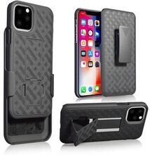 Flettet mønster bælteklips kickstand pc-telefon skal til iPhone 11 Pro (2019)