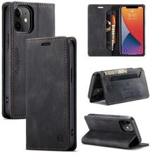AUTSPACE A01 Series RFID Protection Retro Matte Wallet Leather Shell for iPhone 12 mini