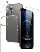 NORTHJO til iPhone 12 Pro Max ultratyndt, krystalklart telefoncover med skærmbeskytter i hærdet gla