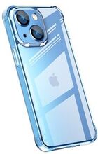 Til iPhone 13 stødsikker, slankt telefontaske Bagside af hærdet glas + fleksibelt blød TPU bumper b