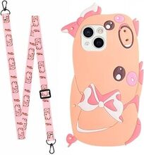 3D Cartoon Outer Silicone Phone Case for iPhone 13 , Soft Inner TPU Protective Cover with Shoulder S