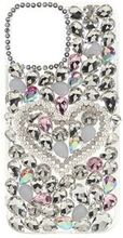 Anti-ridse Love Heart Sticking Diamond Pearls Decor Light TPU telefoncover til iPhone 13 mini
