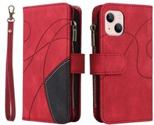 KT Multi-function Series-5 for iPhone 13 mini Bi-color Splicing Shockproof Cover Zipper Pocket Mult