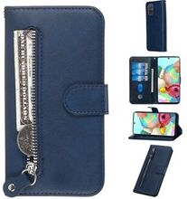Zipper Pocket Wallet Stand Flip Læder Mobiltelefon Cover til Samsung Galaxy A71