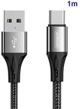 JOYROOM 1M nylonflettet Type-C USB Data Sync Ladekabel til Samsung Huawei Xiaomi - Sort