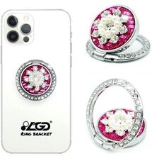 LGD Q01 Snowflake Shape Rhinestone Artificial Pearl Decor 360 Degree Rotatable Finger Ring Holder Mo