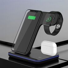 Z5 Upgraded 3-in-1 15W Wireless Charger Qi Fast Charging Stand Dock for iPhone Android iWatch AirPod