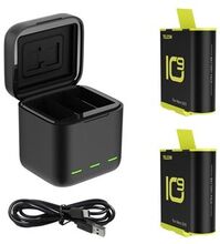 TELESIN GP-BNC-901 til GoPro Hero 9/10 3-slot batteri Quick Batterier Opbevaring Bæreboks med 2 batt