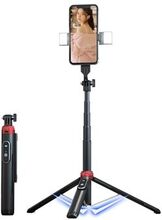 P160D-2 1.6m Extendable Selfie Stick Stable Tripod Stand with Dual Fill Lights and Wireless Bluetoot