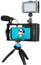 PULUZ PKT3121L Bluetooth håndholdt smartphone vlogging videooptagelsesrig kit med mikrofon + stativ