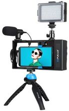 PULUZ PKT3121L Bluetooth Håndholdt Vlogging Live Broadcast LED Selfie Light Kit med kamerabur + mikr