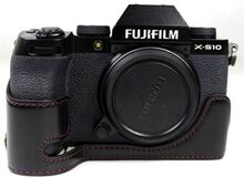 PU læderkamera halvt etui bunddæksel med batteriåbning til Fujifilm X-S10