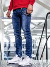 Spodnie jeansowe męskie straight leg granatowe Denley KA1260