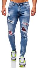 Granatowe jeansowe spodnie męskie skinny fit Denley KA1735