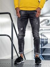 Spodnie jeansowe męskie slim fit czarne Denley KX318