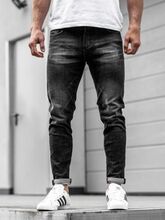 Spodnie jeansowe męskie relaxed fit czarne Denley KX169