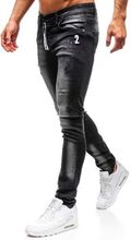 Spodnie jeansowe męskie skinny fit czarne Denley 9243
