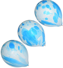 6 stk Vita och Blå Marmor Ballonger 30 cm