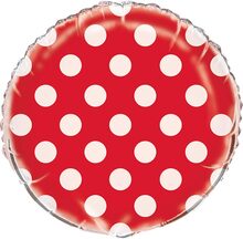 Röd Folieballong med Vita Polka Dots 45 cm