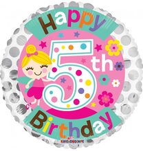 Happy 5 Birthday Girl - Folieballong 46 cm