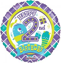 Happy 2 Birthday Boy - Folieballong 46 cm