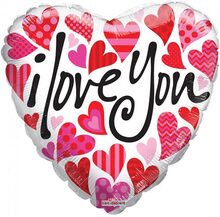 Hjerteformet I Love You Folieballong med Hjärtmotiv 46 cm
