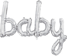 Baby I Ett Ord - Silverfärgad Folieballong 119 cm